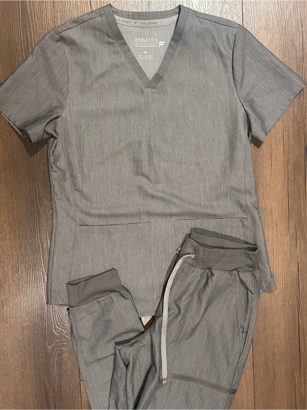 Fabletics Gray V-Neck Scrub Set